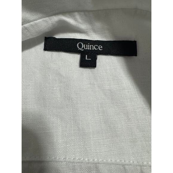 Quince 100% Linen Short Sleeve Button-Up Shirt in White – Size L - Picture 4 of 6